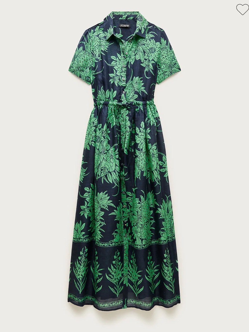 J crew petite Cerise shirt-dress in pineapple garden-print ramie